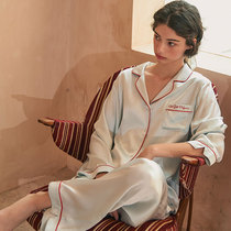 notjustpajama Christmas gift silk pajamas women winter back collar love mulberry silk home suit