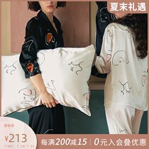 notjustpajama Tanabata gift silk pillowcase Summer silk original printing art painting single pillow towel