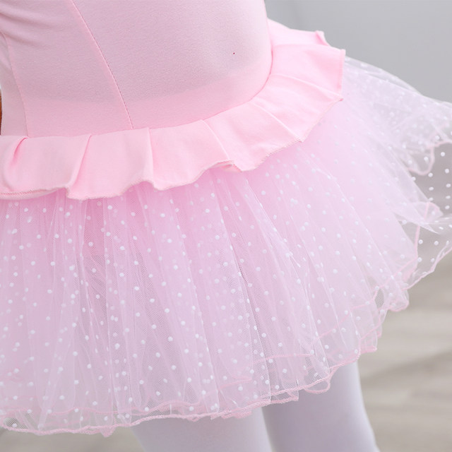 Summer children's dance skirt ballet skirt Chinese dance practice clothes pink girls short-sleeved gauze skirt stage costumes