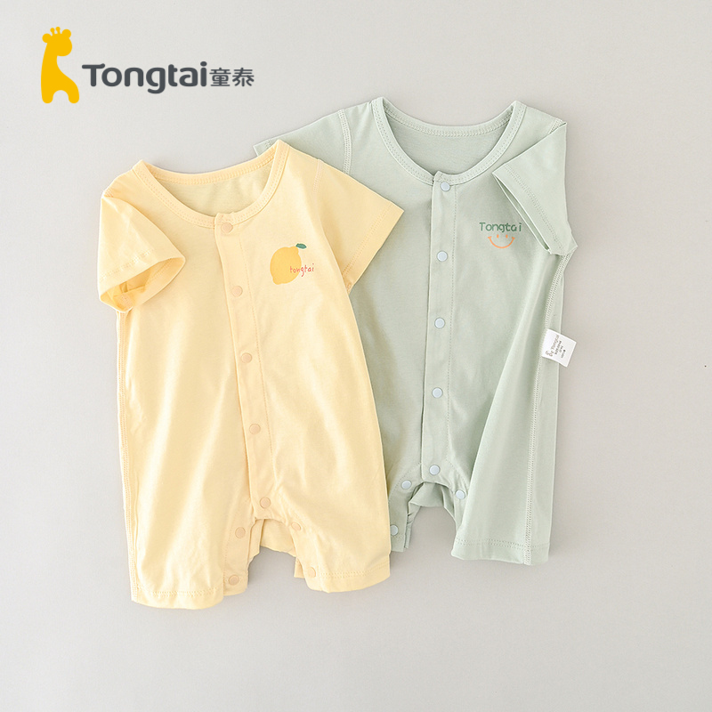 Baby Tai newborn baby clothes summer thin short sleeve coat pure cotton male and female baby's clothes climb out