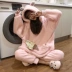Mùa thu và mùa đông của phụ nữ Nhật Bản ngọt ngào lỏng lẻo tai thỏ đồ ngủ trùm đầu quần ngủ hai bộ quần áo dịch vụ gia đình bộ đồ ngủ 2 dây Bộ Pajama
