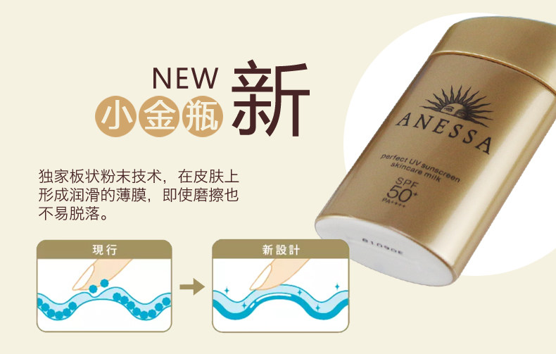 资生堂旗下 安热沙 ANESSA SPF50+ 水能户外小金瓶防晒乳 60ml 图6