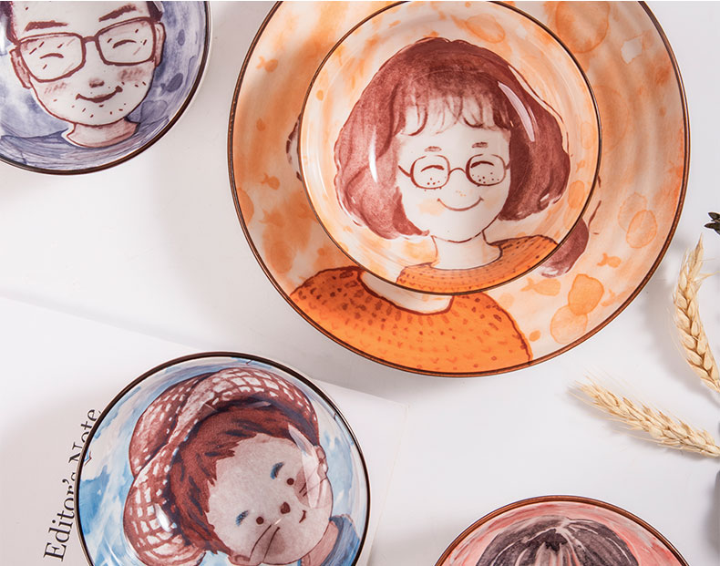 One single One set of parents and children 's delicate food bowl chopsticks tableware of bread and butter plate ceramic cartoon express picking