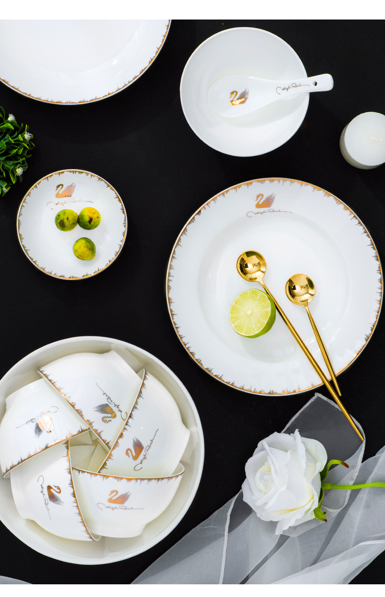 Tình yêu đích thực với các món ăn DIY đặt chén đĩa gốm gia dụng muỗng canh bát cá đĩa mì bát cơm bát bộ chén đĩa đẹp