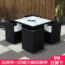 Outdoor table and chair rattan chair courtyard balcony leisure table and chair combination simple terrace Leisure outdoor outdoor table and chair small Teng
