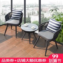 Outdoor balcony small table and chair rope rattan chair Net red outdoor balcony table and chair combination Nordic simple coffee table leisure chair