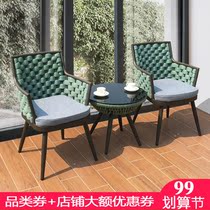 Balcony small table and chair rope chair rattan chair back chair three-piece set outdoor table and chair sunshade leisure table and chair outdoor combination