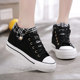 2024 spring new high-top canvas shoes, women's shoes, casual student plaid thick-soled inner heightening shoes