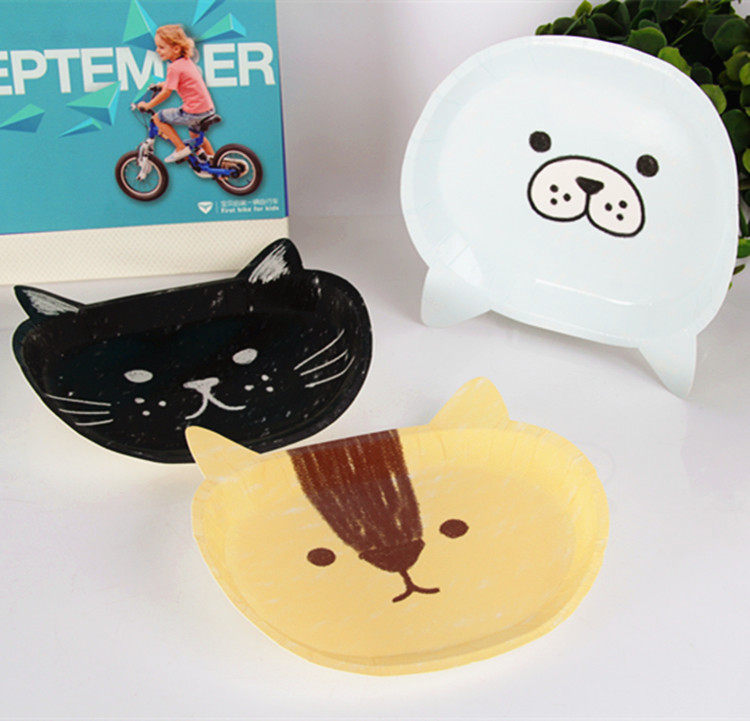 Disposable Cute Animal Thickened Paper Tray Cake Tray Cartoon Paper Tray Barbecue Picnic Paper Tray Party 6 only