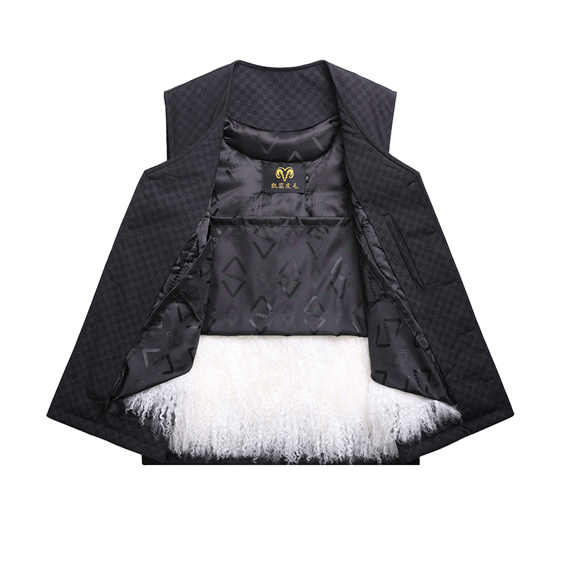 Middle-Aged and Elderly Men's Ningxia Tan Sheep Fur Vest, Integrated Fur and Leather, Pure Cotton Lining, Pure Sheepskin Vest