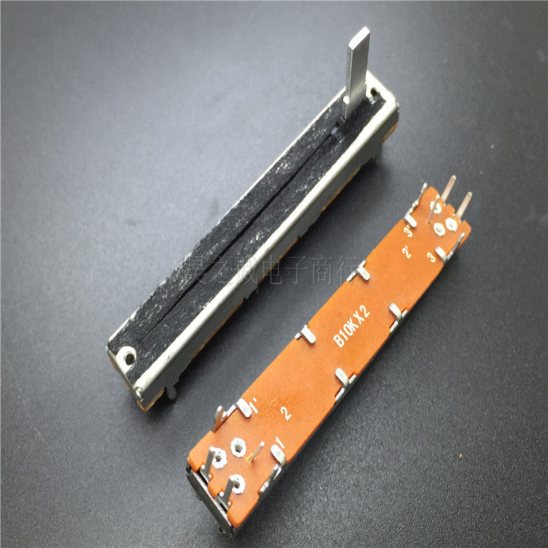Total length 60MM stroke 45MM Professional Mixer DJ straight sliding double channel potentiometers B10K handle length 15MM