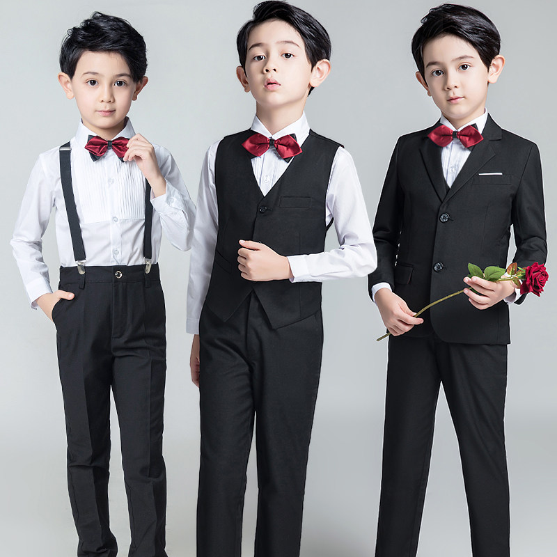 Children's boy Little Western clothes flower boy gown host performance wedding boy suit suit Shuai Imran Summer
