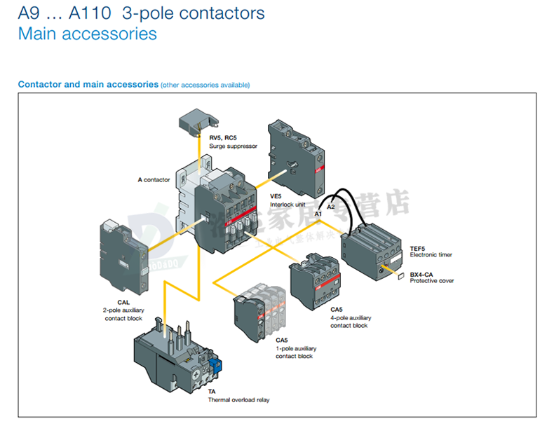 ABB交流接触器A40-30-10 40A 220V380V 现货ABB 阻燃外壳紫铜线圈 ABB,A40-30-10