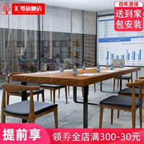 Nordic solid wood conference table simple modern long board office table and chair combination 2019 new staff computer desk