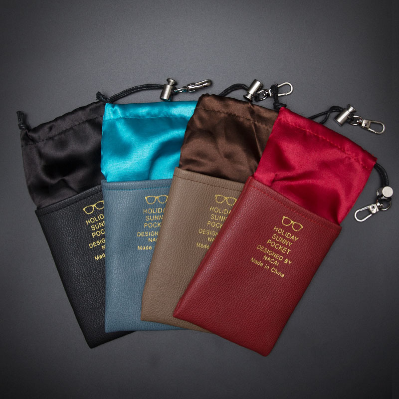 Glasses Bag Cortical Belt Hook Pressure Resistant Portable Cloth Bag Cashier Bag Minimalist Glasses Bag Retro South Korea Send Mirror Cloth