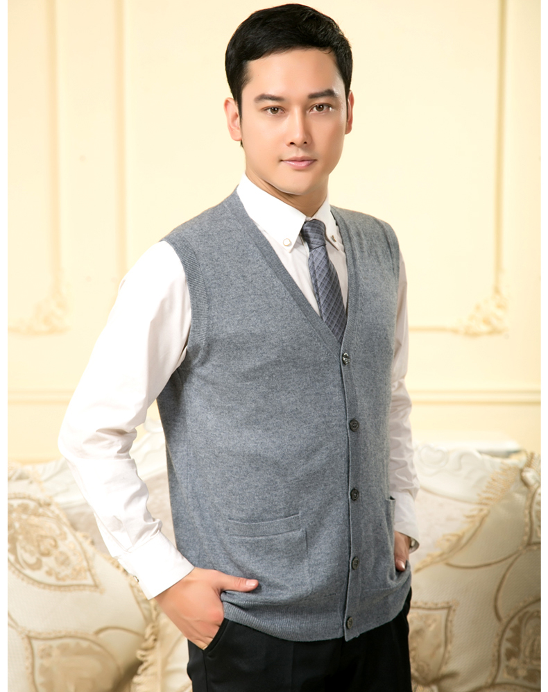 Áo xuân hè 2018 quần áo len trung niên áo len len nam cha tải vest len ​​đan vest vest nam size lớn áo len nam cổ lọ hàn quốc