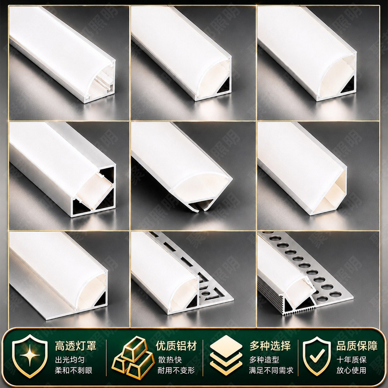 45-Degree Angled Light Trough Surface-Mounted Linear Light Suspended Ceiling Curtain Box Light Strip Recessed Linear Light Strip Light Trough