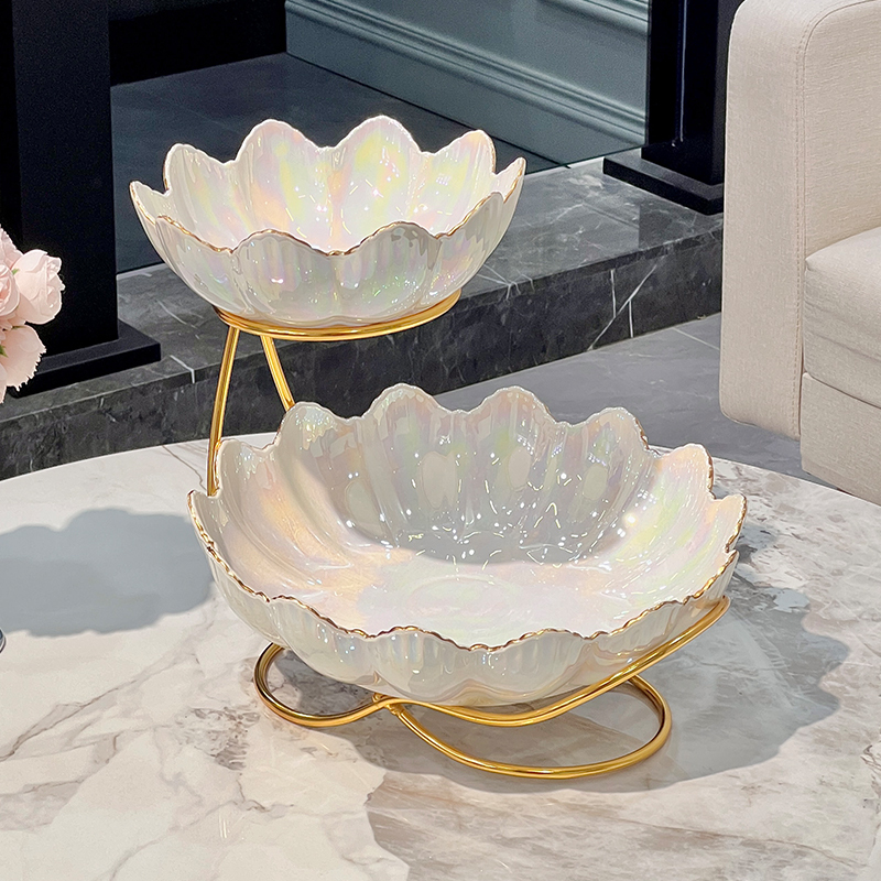 European-Style Fruit Plate for Home Use, Living Room Coffee Table, Light Luxury Multi-Layer Afternoon Tea Candy Tray, Front Desk Snack Tray, New Year Dried Fruit Plate