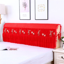 Festive Red Lace Cloth Art Clip Cotton Thickened Headboard Hood Dust Jacket 1 8m1 5m2 Rice Bed Protective Sleeve Single Piece