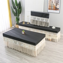 Leather tablecloth PU tea table cover all-inclusive tablecloth waterproof black pvc lace TV cabinet no-wash can be customized
