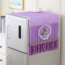 Purple refrigerator towel dust cover lace single door decoration split Korean double door cover cloth laundry hood cover towel