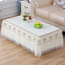 New fabric beige lace coffee table cover table table cloth TV cabinet cover non-slip bedside table rectangular living room