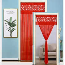 Wedding red single-layer yarn bedroom long door curtain fabric lace single open curtain anti-mosquito Four Seasons partition breathable yarn