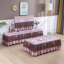 Full bag tea table cover TV cabinet fabric TV cover 55 inch set custom dining table cloth living room pink flower waterproof