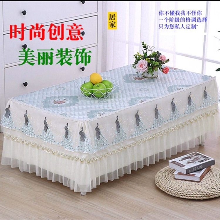 New fabric floral lace tea table cover table table cloth TV cabinet cover cloth blue bed head cabinet rectangular living room