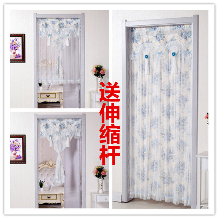 New Cloth Art Door Curtain All Season Mosquito-Proof Air Conditioning Insulation Lace Bedroom Double Hanging Curtain Thickened Curtain Yarn Curtain
