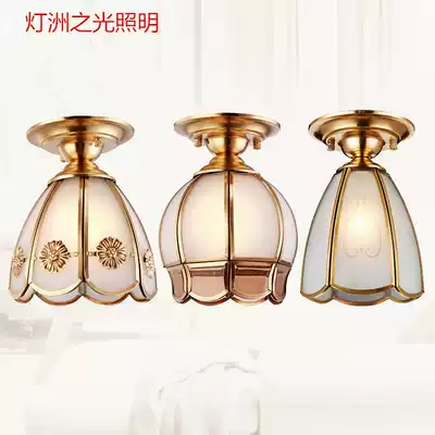European all-copper ceiling lamp walkway light bedroom lamp American retro light luxury solder lamp creative porch corridor balcony