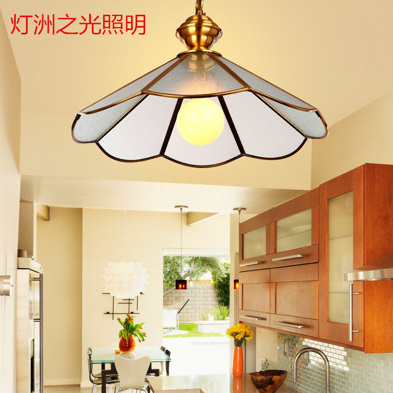 American retro copper glass chandelier Nordic personality Dining room bar Tea room Study Balcony Warehouse Attic gazebo