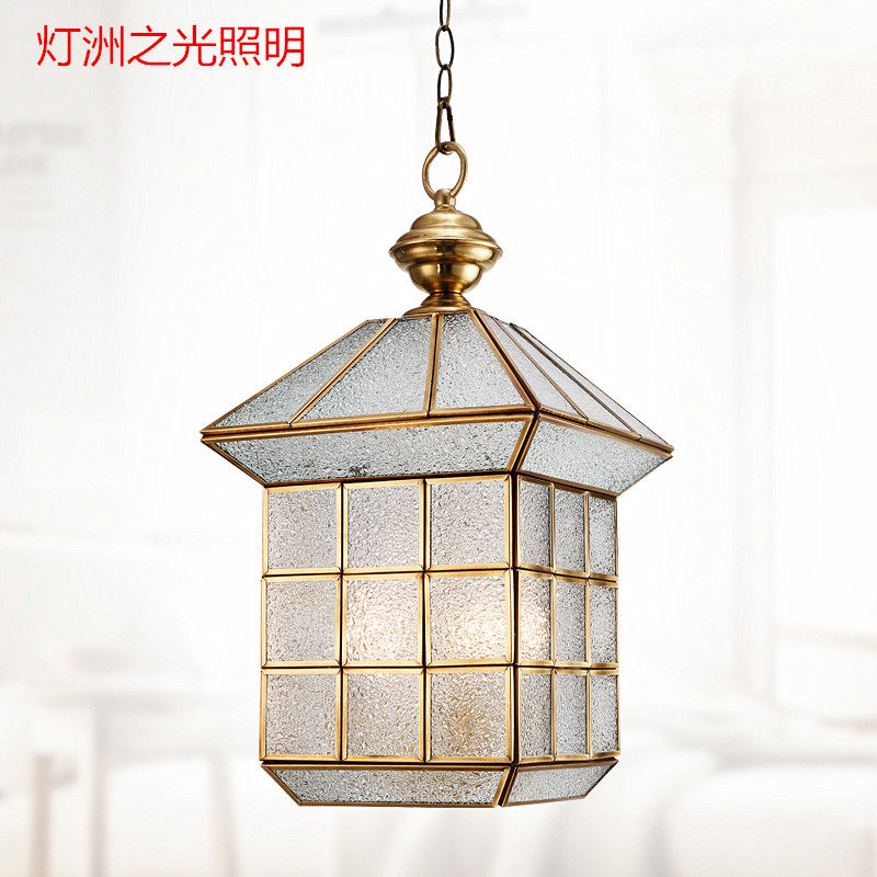European-style all-copper chandelier retro Scenic Area Park Pavilion rain shed light Chinese building eaves aisle Villa loft light