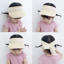 Female Baby Straw Hat Summer Sun Shade Princess Hat 1-3 Year Old 2 Girls Lei Silk Duck Tongue Empty Top Grass Hat Child Hat Tide