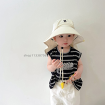 Children sunscreen hat Summer baby sunhat boy big hat brim fisherman hat anti-UV girl sun mesh hat