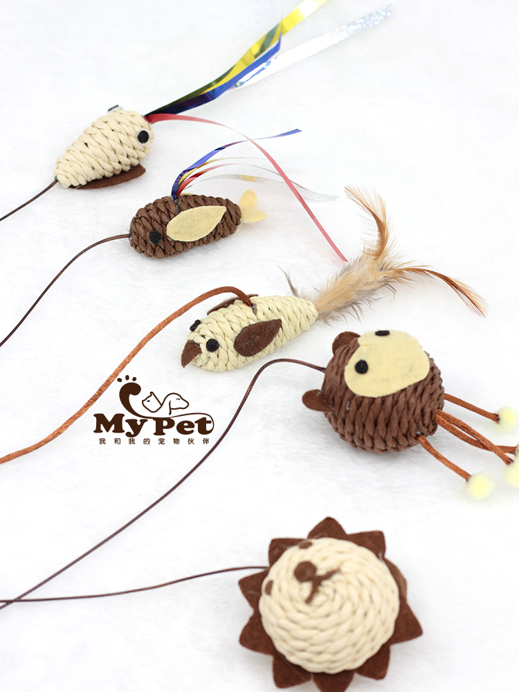 Japanese kitty toys Dogg cartoon Catty Man natural material natural wind fishing rod style Cat Stick My Pet