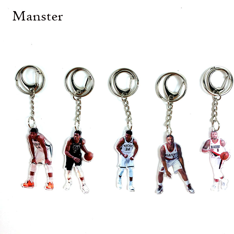 Basketball James Lakers' acrylic star acrylic star key buckle Owen Curry's backpack pendant birthday present-Taobao