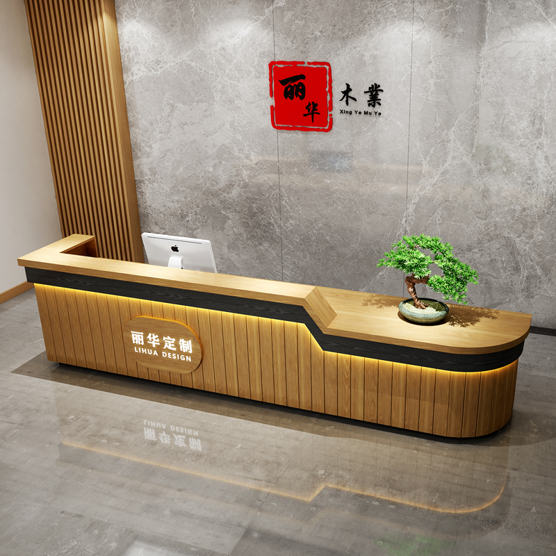 Chinese-style retro hotel company reception desk restaurant homestay bar hot pot shop billiard hall corner counter table