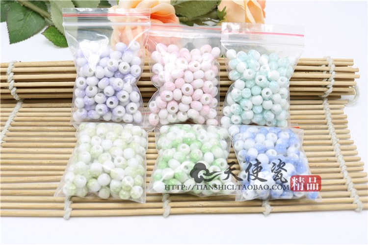 Jingdezhen beads oval heat of ice to crack the ceramic beads 6 mm diy accessories scattered beads