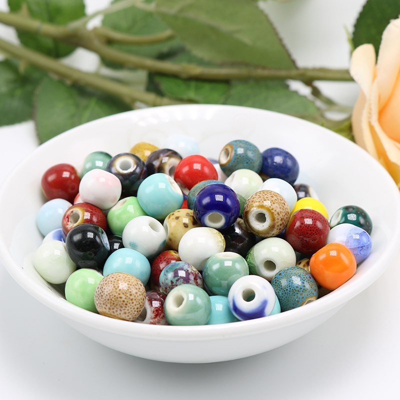 Jingdezhen ceramic beads scattered mixed 6 ~ 12 mm bead diy beads bracelet students would clothing bead curtain