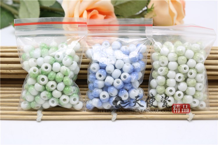 Jingdezhen beads oval heat of ice to crack the ceramic beads 6 mm diy accessories scattered beads