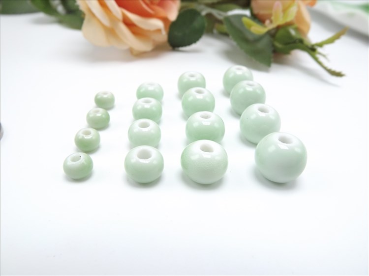 Pea - green ceramic beads Pea green jade green color pure color candy color porcelain beads beads 6 mm