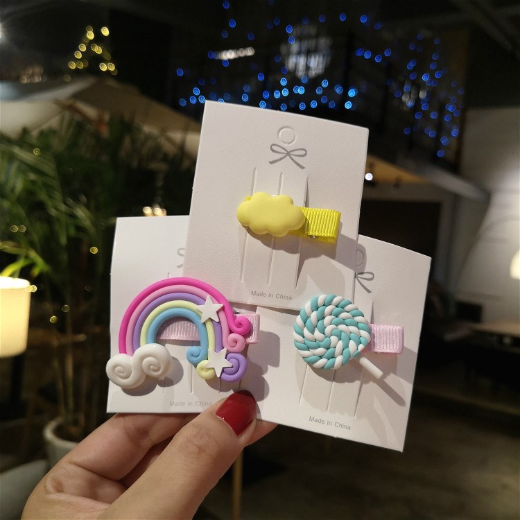 The Children 's han edition hair hairpin manual soft TaoCaiHong lollipop head ornaments hairpin security card clip of the girls