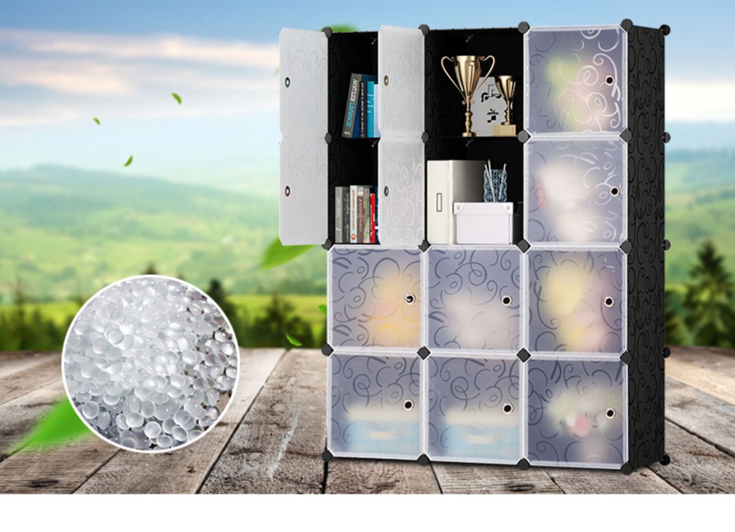 Găng tay kết hợp miễn phí tủ lưu trữ tủ sách lưu trữ lắp ráp đơn giản kệ sách nhỏ gọn lưới nhựa trẻ em hiện đại - Buồng tủ 5 ngăn