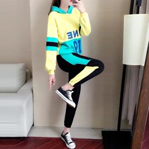 Plus velvet sweater sports set women winter 2020 new leisure fashion foreign style thin autumn two-piece students