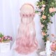 Pink gradient wig full headset Lolita long curly hair braided style cos Harajuku soft girl lolita wig