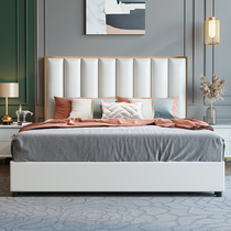 Italian leather bed furniture tatami master bedroom with double bed with soft rely on simple 1 8m multifunctional storage small apartment