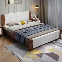 Solid wood bed 1 8 m double bed modern simple 1 5 m Master Bedroom 1 35 white bed simple storage bed new Chinese style