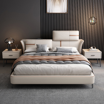 Leather bed multifunctional small apartment storage wedding bed master bedroom modern simple with soft dependent tatami double bed