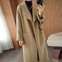 High end double face cashmere Grand coat woman 2021 Autumn winter new retro loose thickened with a long fur coat